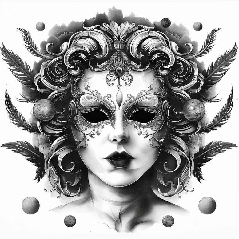 masks tattoo design ideas Realism skin realism theatrical design for nape