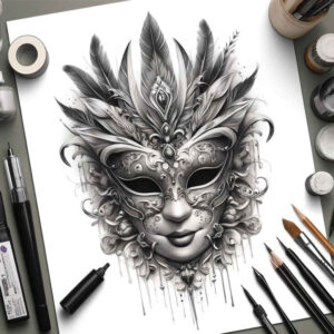 masks tattoo design ideas glossy theatrical for sternum