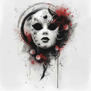 masks tattoo design ideas cinematic theatrical symbolising courage