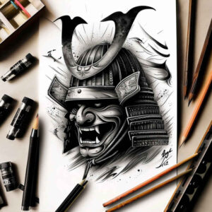 masks tattoo design ideas bold color traditional for shin