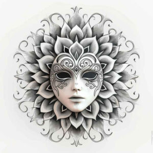 masks tattoo design ideas textural detail tribal art for behind ear