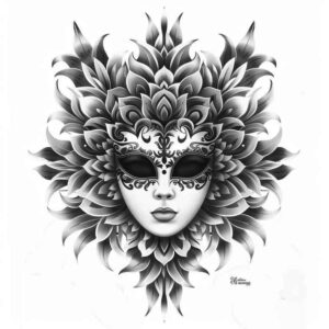 masks tattoo design ideas detailed textures tribal art for side