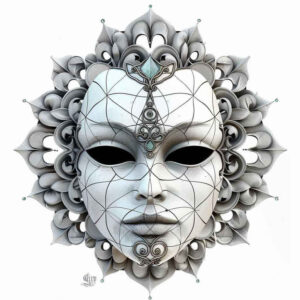 theatrical-mask – tattoo design ideas free ai generated – neotraditional-color-overlays – for-hip – Gallery: masks-inkby-ai