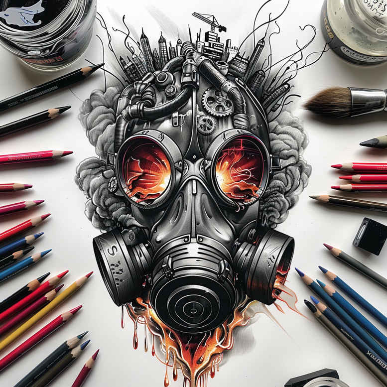 traditional-mask – tattoo design ideas free ai generated – realism-photorealistic-drawing – for-upper-arm – Gallery: masks-inkby-ai