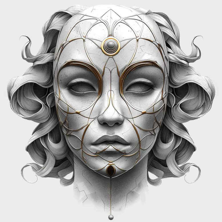 tribal-mask – tattoo design ideas free ai generated – realism-soft-transitions – for-upper-shoulder – Gallery: masks-inkby-ai