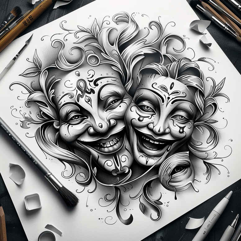tribal-style-mask – tattoo design ideas free ai generated – realism-hyper-realistic – for-foot – Gallery: masks-inkby-ai