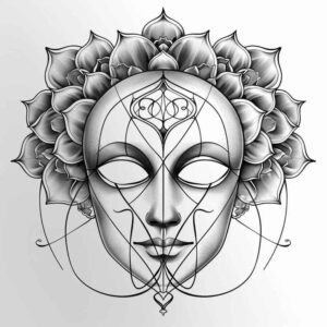 tribal-style-mask – tattoo design ideas free ai generated – realism-portrait-realism – for-upper-shoulder – Gallery: masks-inkby-ai