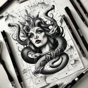 greek-legend-tattoo – tattoo design ideas free ai generated – black-fog – for-triceps – Gallery: medusa-inkby-ai