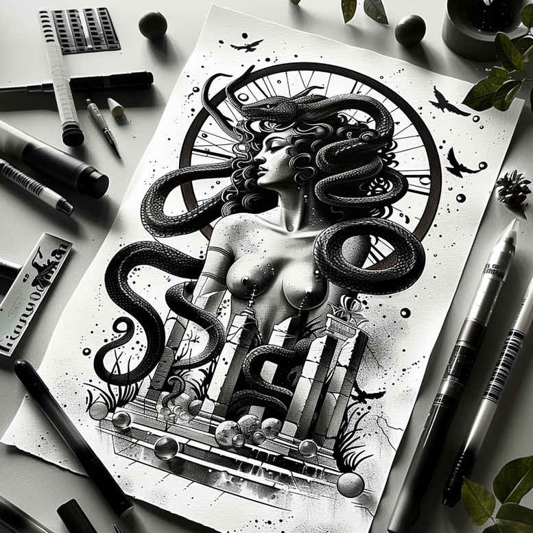 medusa-myth-tattoo-realism-real-life-shading-for-wrist-side – tattoo design ideas free ai generated – Gallery: medusa-inkby-ai