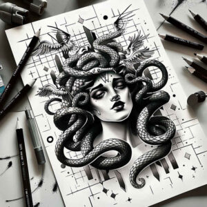 greek-mythology – tattoo design ideas free ai generated – spectral – for-arm – Gallery: medusa-inkby-ai