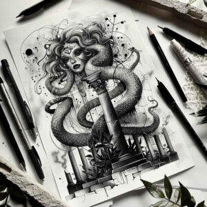 legendary-creature-tattoo – tattoo design ideas free ai generated – possessed – for-back – Gallery: medusa-inkby-ai