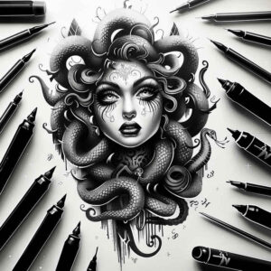 snake-haired-monster-neotraditional-rich-shading-for-upper-shoulder – tattoo design ideas free ai generated – Gallery: medusa-inkby-ai