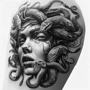 medusa-legend-tattoo-realism-natural-blush-for-knee – tattoo design ideas free ai generated – Gallery: medusa-inkby-ai