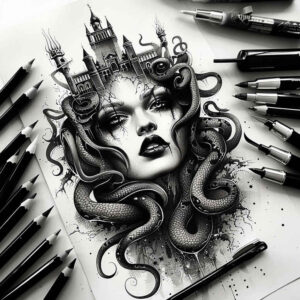 medusa-face-tattoo-realism-smooth-complexion-for-elbow – tattoo design ideas free ai generated – Gallery: medusa-inkby-ai