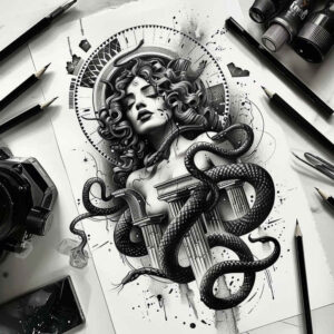 mythological-curse-tattoo-realism-subtle-gradients-for-upper-chest – tattoo design ideas free ai generated – Gallery: medusa-inkby-ai
