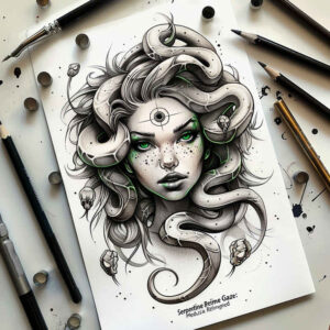 medusa-gaze – tattoo design ideas free ai generated – screaming – for-back-shoulder – Gallery: medusa-inkby-ai