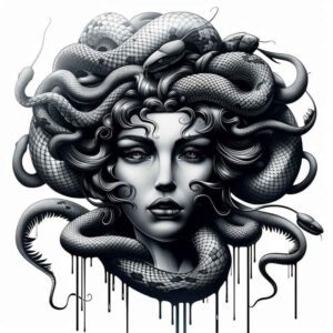 medusa – tattoo design ideas free ai generated – blood-red – for-wrist-side – Gallery: medusa-inkby-ai