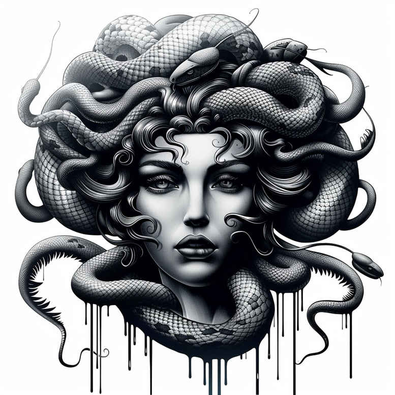 medusa – tattoo design ideas free ai generated – blood-red – for-wrist-side – Gallery: medusa-inkby-ai