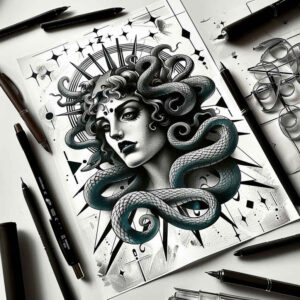 dangerous-figure-neotraditional-bold-texture-for-upper-shoulder – tattoo design ideas free ai generated – Gallery: medusa-inkby-ai