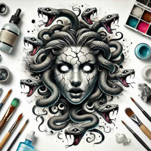 medusa-serpent-hair – tattoo design ideas free ai generated – spine-chilling – for-heel – Gallery: medusa-inkby-ai