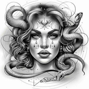 medusa-serpent-tattoo – tattoo design ideas free ai generated – evil-spirit – for-lower-leg – Gallery: medusa-inkby-ai