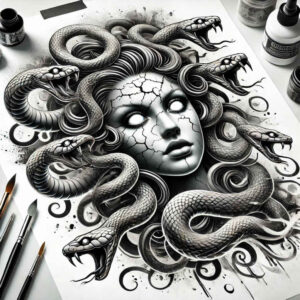medusa-neotraditional-dynamic-color-for-stomach – tattoo design ideas free ai generated – Gallery: medusa-inkby-ai