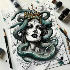 medusa-tattoo-design – tattoo design ideas free ai generated – unsettling – for-elbow – Gallery: medusa-inkby-ai