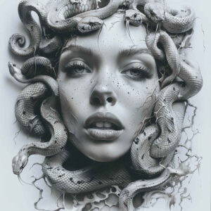 mythic-figure – tattoo design ideas free ai generated – nightmare – for-back-shoulder – Gallery: medusa-inkby-ai