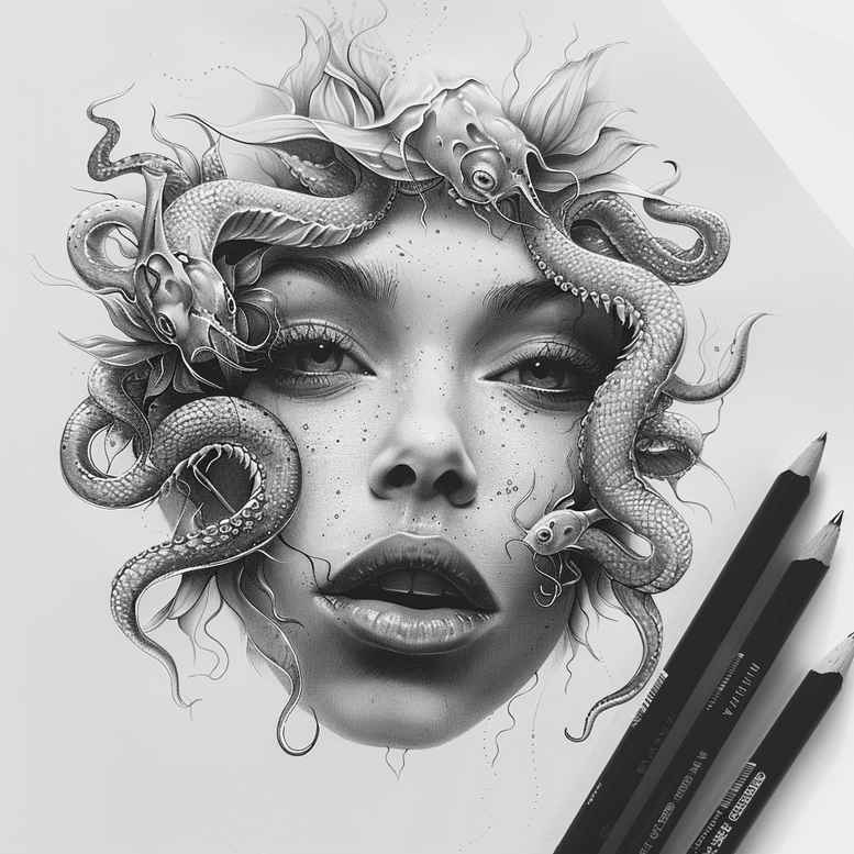 for-women-neotraditional-artistic-shading-for-shin – tattoo design ideas free ai generated – Gallery: medusa-inkby-ai