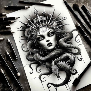 medusa-art-realism-depth-shading-for-nape – tattoo design ideas free ai generated – Gallery: medusa-inkby-ai