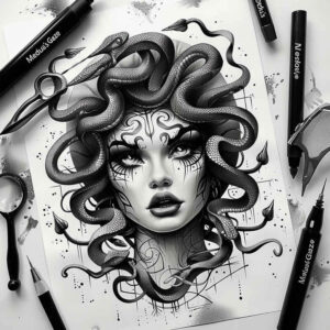 dangerous-figure-surrealism-imperfect-symmetry-for-forearm – tattoo design ideas free ai generated – Gallery: medusa-inkby-ai