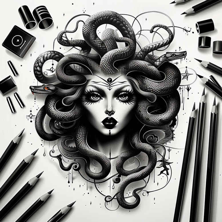 mythological-icon-tattoo-realism-reflection-effect-for-toe – tattoo design ideas free ai generated – Gallery: medusa-inkby-ai