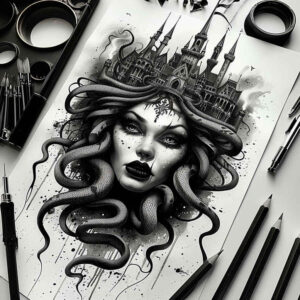 medusa-mask-realism-organic-structure-for-thigh – tattoo design ideas free ai generated – Gallery: medusa-inkby-ai