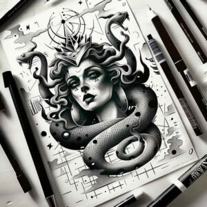 greek-mythology-neotraditional-decorative-detail-for-back-of-neck – tattoo design ideas free ai generated – Gallery: medusa-inkby-ai