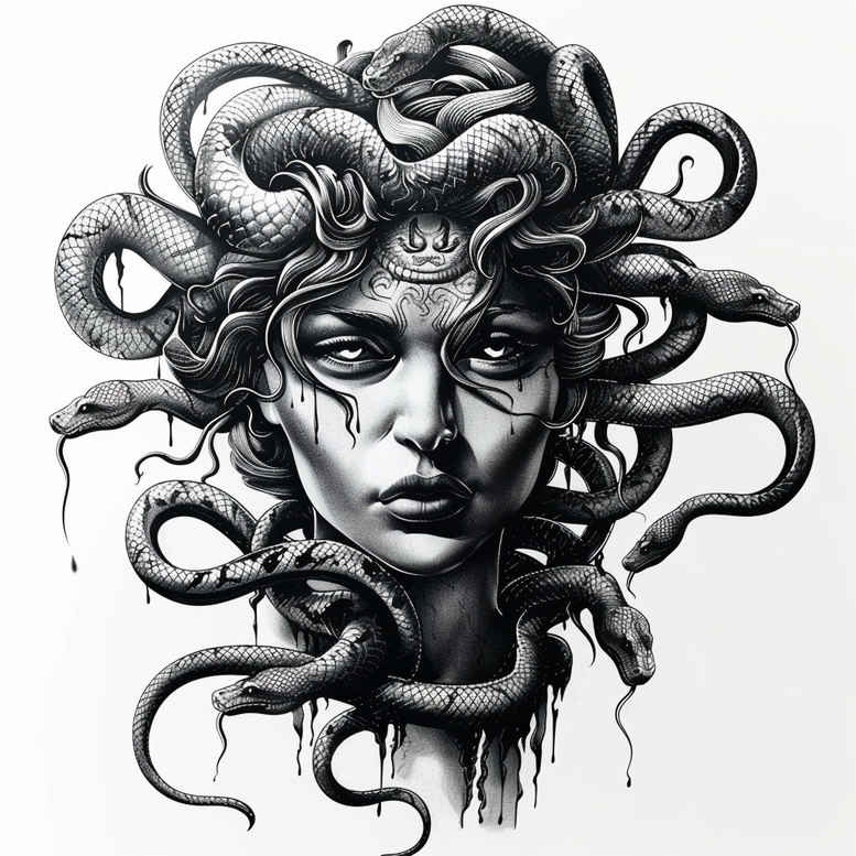 mythical-guardian – tattoo design ideas free ai generated – paranormal – for-outer-arm – Gallery: medusa-inkby-ai