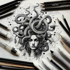 mythical-protector-tattoo – tattoo design ideas free ai generated – mirror-image – for-collarbone – Gallery: medusa-inkby-ai