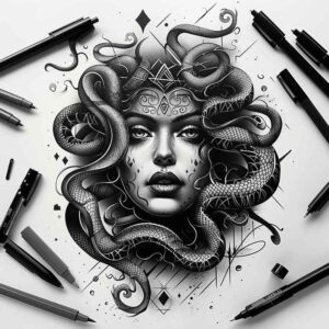 mythological-curse-tattoo-neotraditional-artistic-contrast-for-biceps – tattoo design ideas free ai generated – Gallery: medusa-inkby-ai
