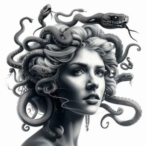 mythological-beast – tattoo design ideas free ai generated – supernatural – for-shoulder-blade – Gallery: medusa-inkby-ai