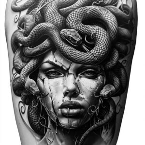 mythic-legend-surrealism-dreamlike-for-full-back – tattoo design ideas free ai generated – Gallery: medusa-inkby-ai