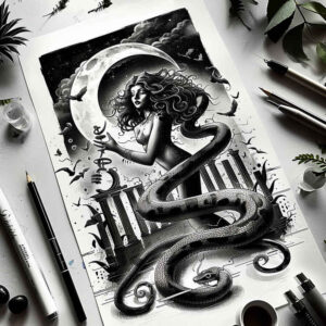 mythological-curse-tattoo – tattoo design ideas free ai generated – claw-marks – for-lower-chest – Gallery: medusa-inkby-ai