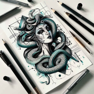 mythological-curse-tattoo – tattoo design ideas free ai generated – sinister – for-hip – Gallery: medusa-inkby-ai