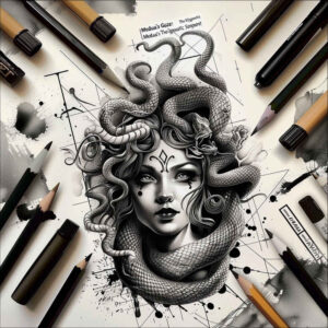 mythological-entity – tattoo design ideas free ai generated – strange-laughter – for-hip – Gallery: medusa-inkby-ai