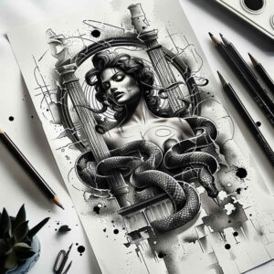 mythic-figure-neotraditional-decorative-elements-for-outer-arm – tattoo design ideas free ai generated – Gallery: medusa-inkby-ai