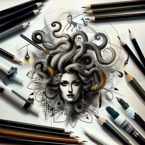 mythological-protector-realism-reflective-light-for-back-of-neck – tattoo design ideas free ai generated – Gallery: medusa-inkby-ai
