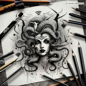 mythological-gorgon-realism-tattoo-reflection-for-stomach – tattoo design ideas free ai generated – Gallery: medusa-inkby-ai