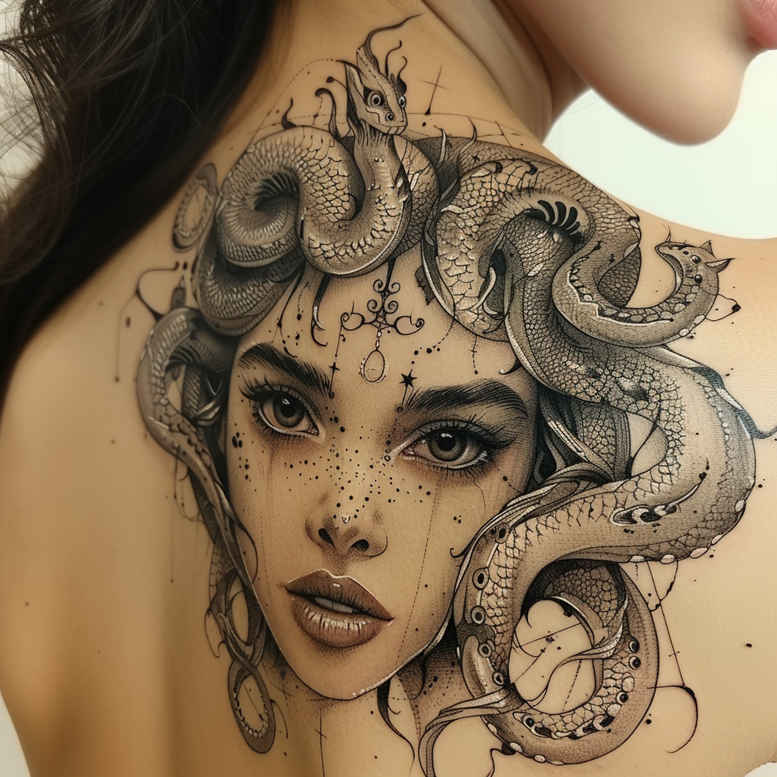 medusa tattoo design ideas dramatic lighting ancient myth for side torso