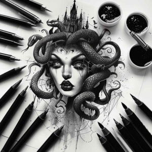 medusa tattoo design ideas CGI-rendered ancient myth for toe