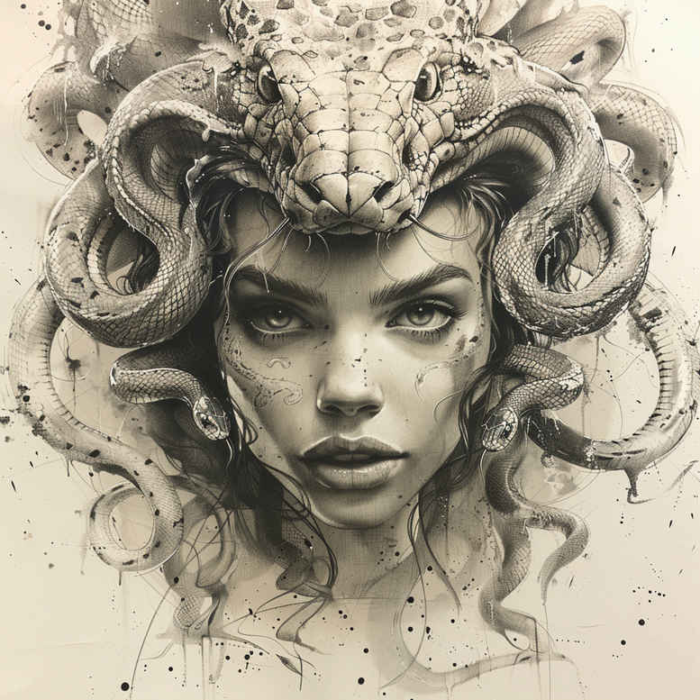 medusa tattoo design ideas watercolor-style ancient symbol endurance and power