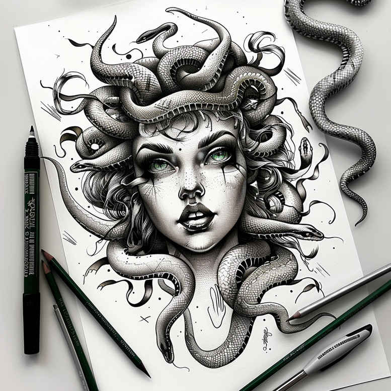 medusa tattoo design ideas Realism anatomical accuracy ancient symbol for back