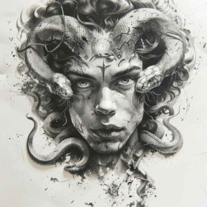 medusa tattoo design ideas Realism depth of field detailed face for inner arm